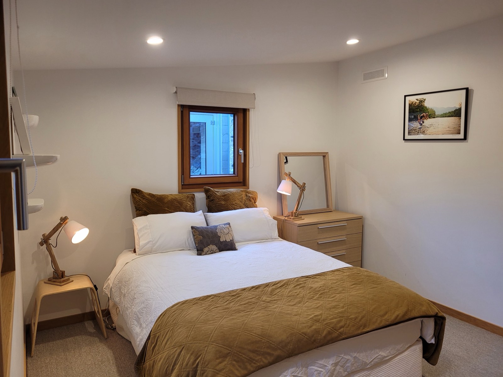 The queen bedroom, looking towards the window