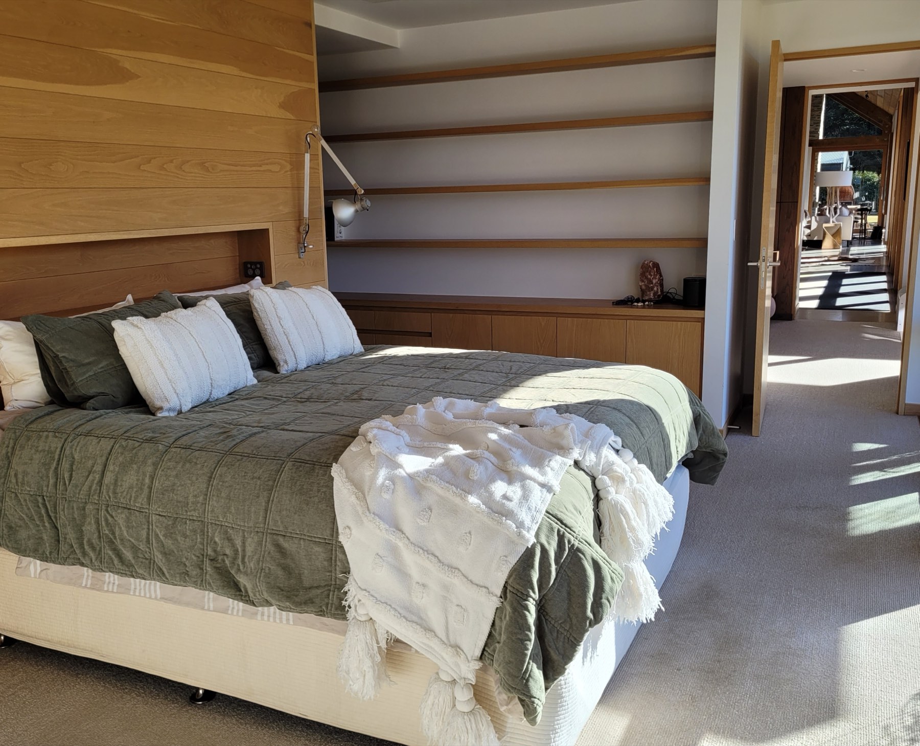 The master bedroom and its shelving