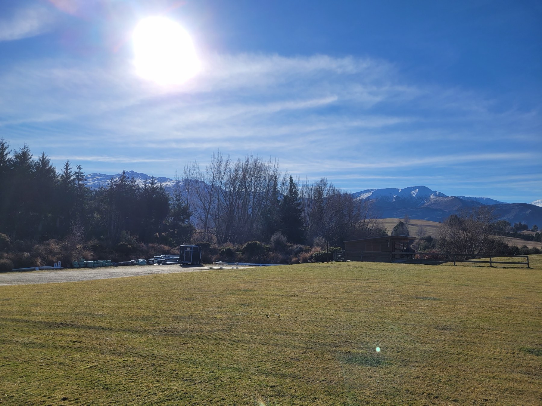 The lawn on a clear winter afternoon