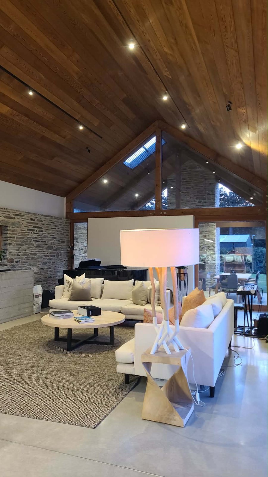 The living room under the pitch of the roof