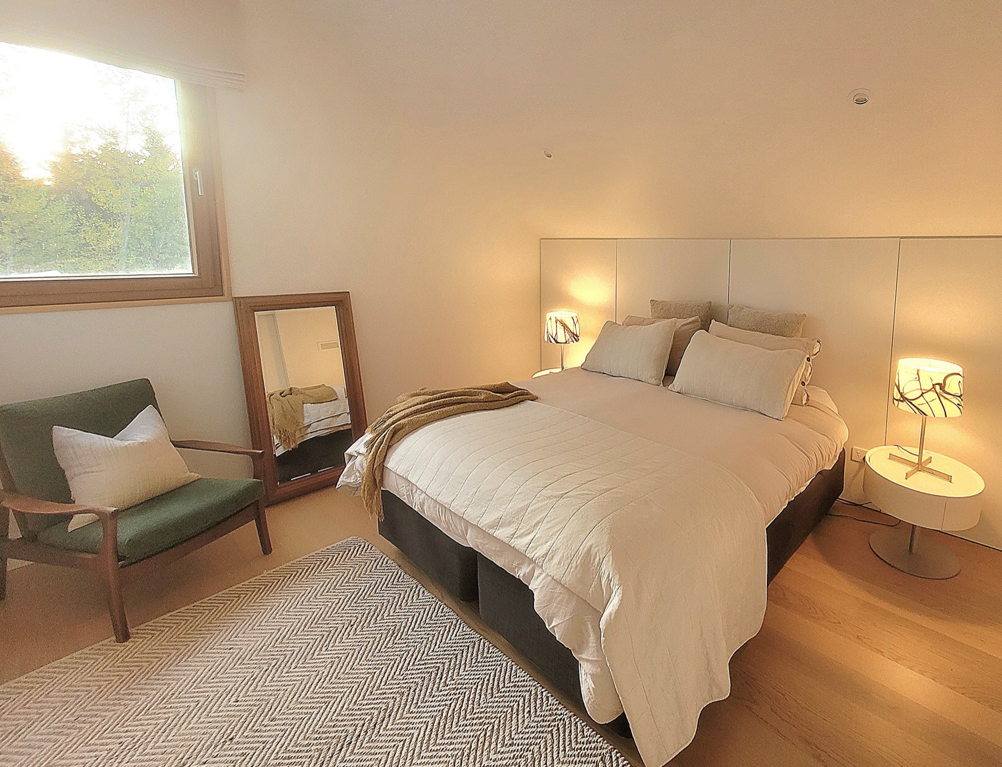 The king bedroom, looking towards the window