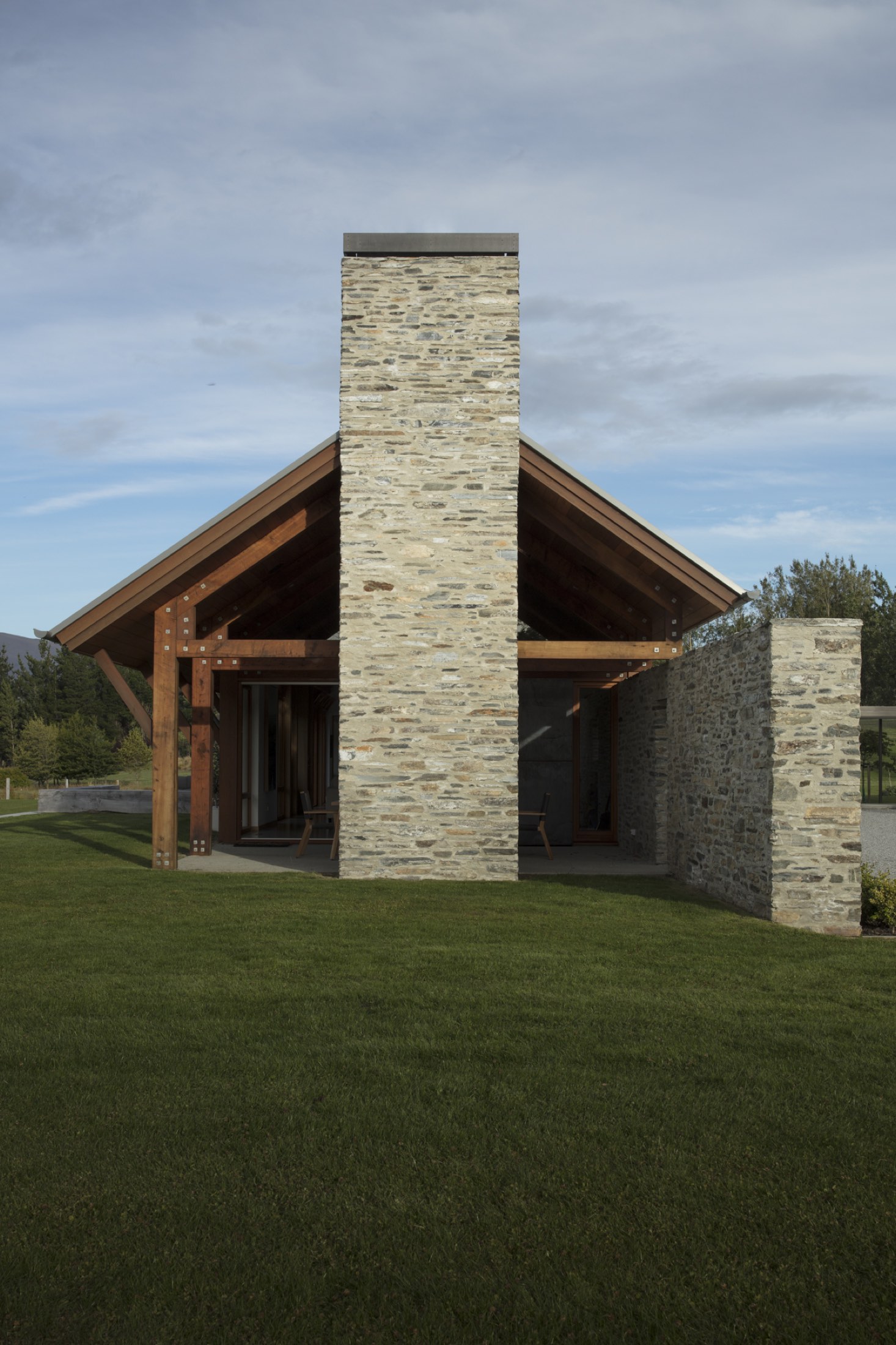 The schist gable from the lawn
