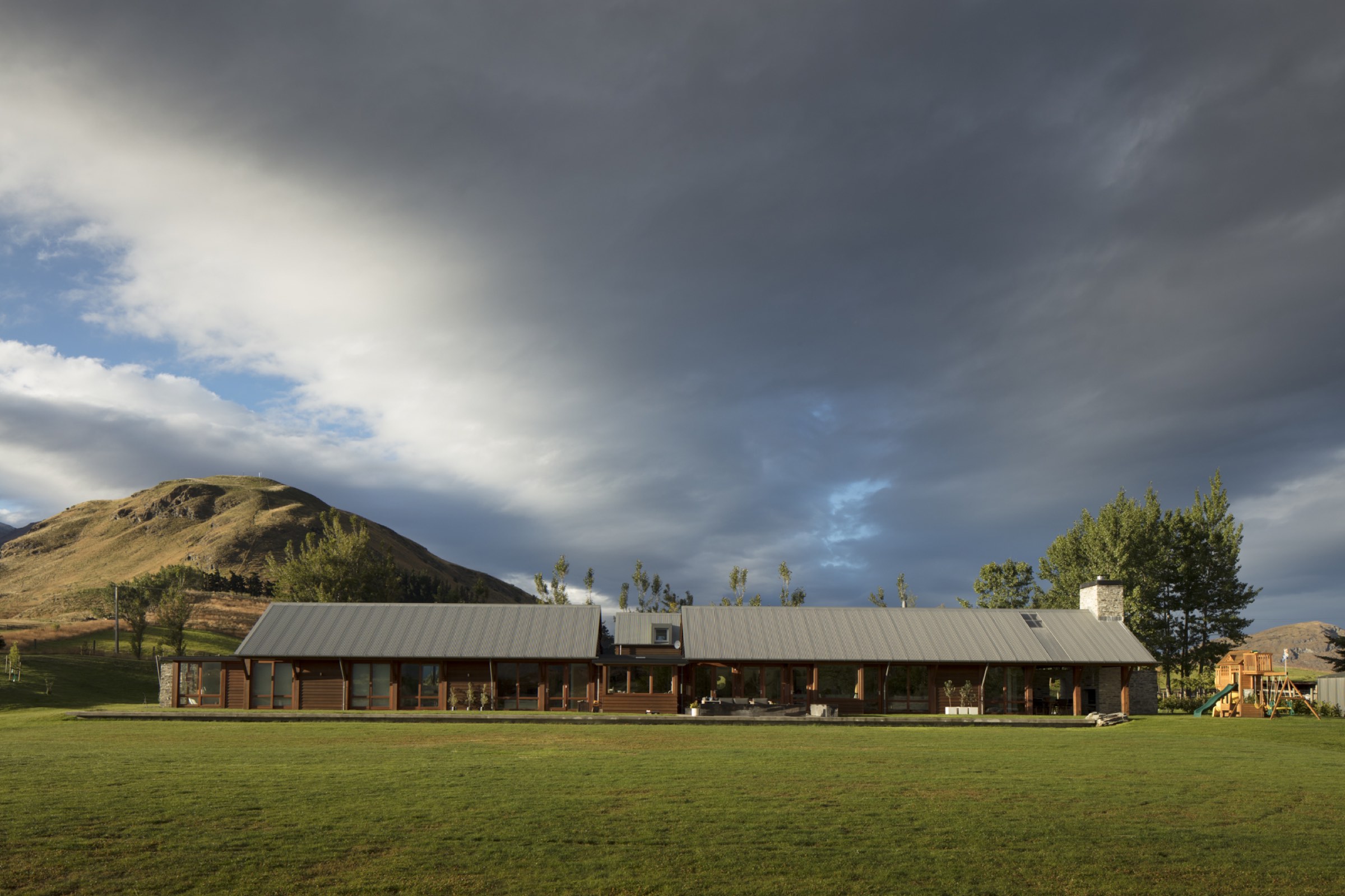 Both buildings, seen from the paddock